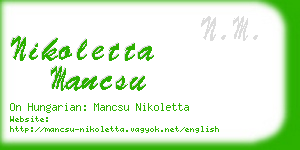 nikoletta mancsu business card